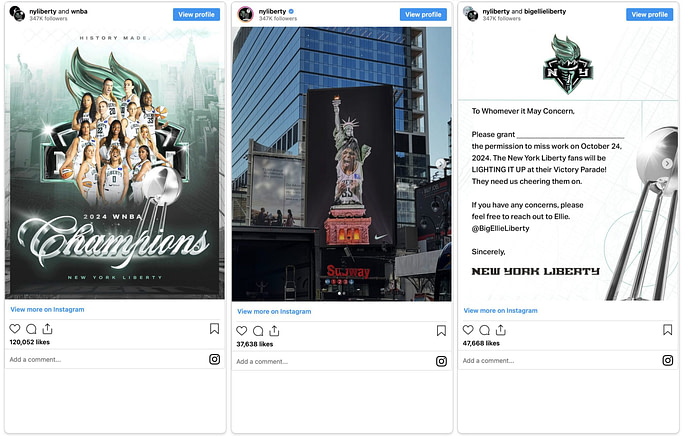 New York Liberty Content Examples